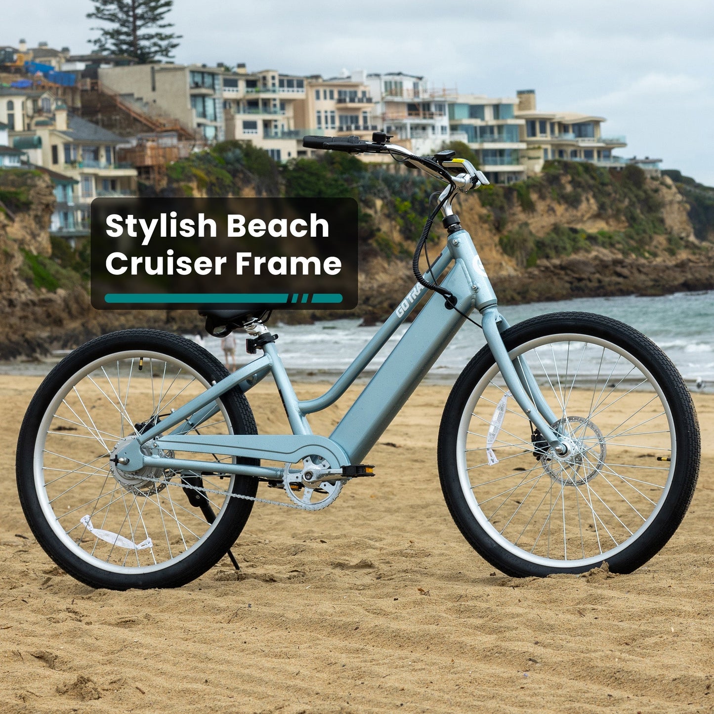 GOTRAX Aeroluxe Electric Beach Cruiser Bike: Stylish, Comfortable, Power-Assisted Rides